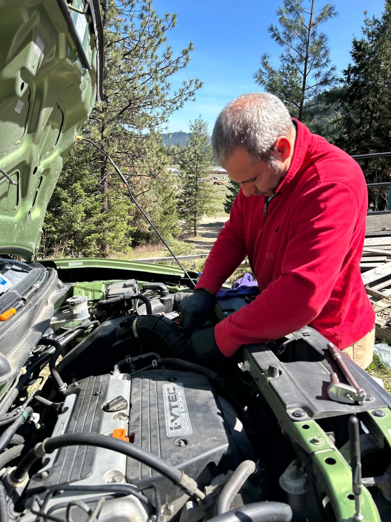 Engine rebuild work in the shop